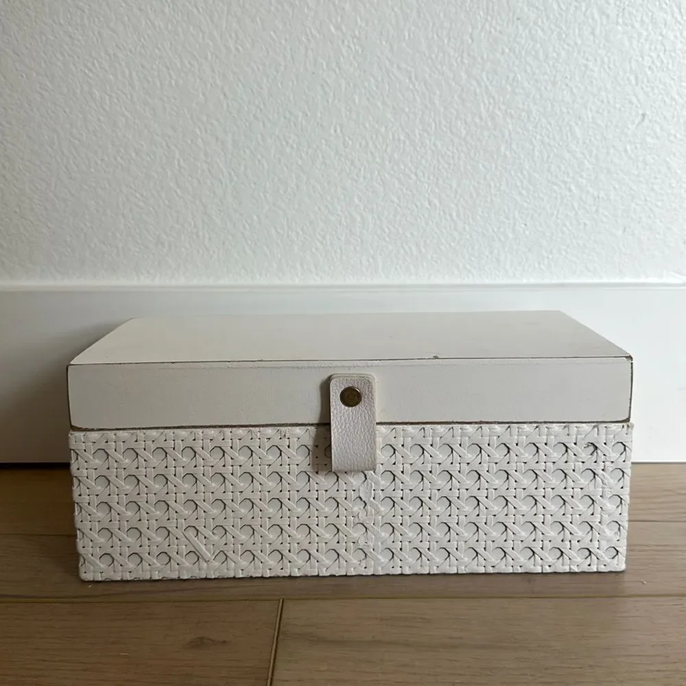 White Wood & Cane Box - Picture 1 of 4